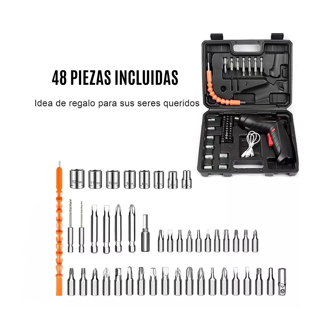 DESARMADOR INALAMBRICO DEXPRO®︎ 2 EN 1 + KIT GRATIS 48 PZ.