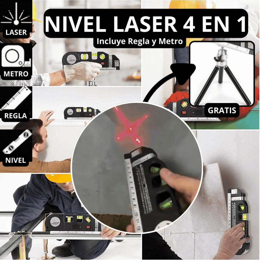 NIVELADOR LÁSER DE ALTA PRECISIÓN CON CINTA MÉTRICA DE 2.5 METROS