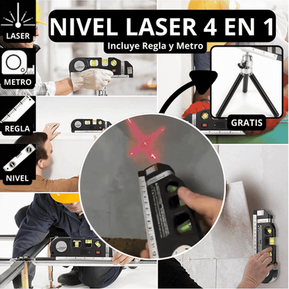 NIVELADOR LÁSER DE ALTA PRECISIÓN CON CINTA MÉTRICA DE 2.5 METROS