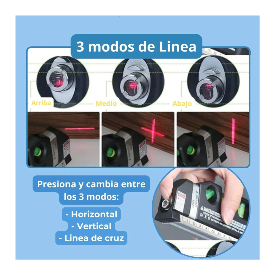 NIVELADOR LÁSER DE ALTA PRECISIÓN CON CINTA MÉTRICA DE 2.5 METROS