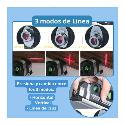 NIVELADOR LÁSER DE ALTA PRECISIÓN CON CINTA MÉTRICA DE 2.5 METROS