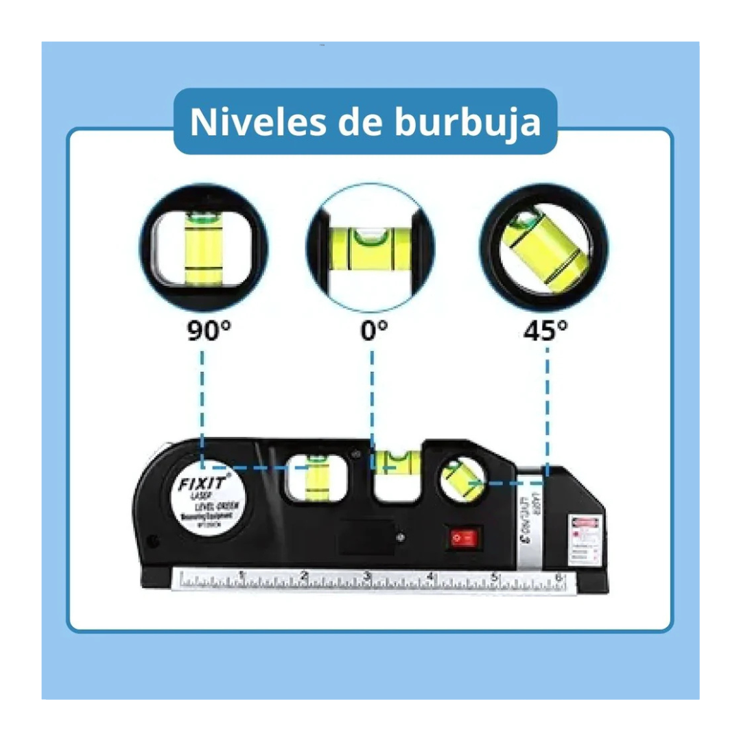 NIVELADOR LÁSER DE ALTA PRECISIÓN CON CINTA MÉTRICA DE 2.5 METROS