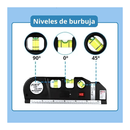 NIVELADOR LÁSER DE ALTA PRECISIÓN CON CINTA MÉTRICA DE 2.5 METROS