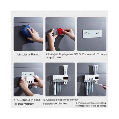 ESTERILIZADOR UV PARA CEPILLOS CON DISPENSADOR INTEGRADO CLENZA PRO®