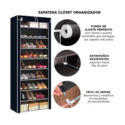 ZAPATERO DE 9 NIVELES CON PROTECTOR ANTI POLVO