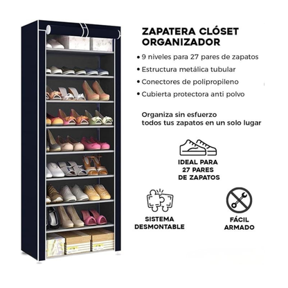 ZAPATERO DE 9 NIVELES CON PROTECTOR ANTI POLVO