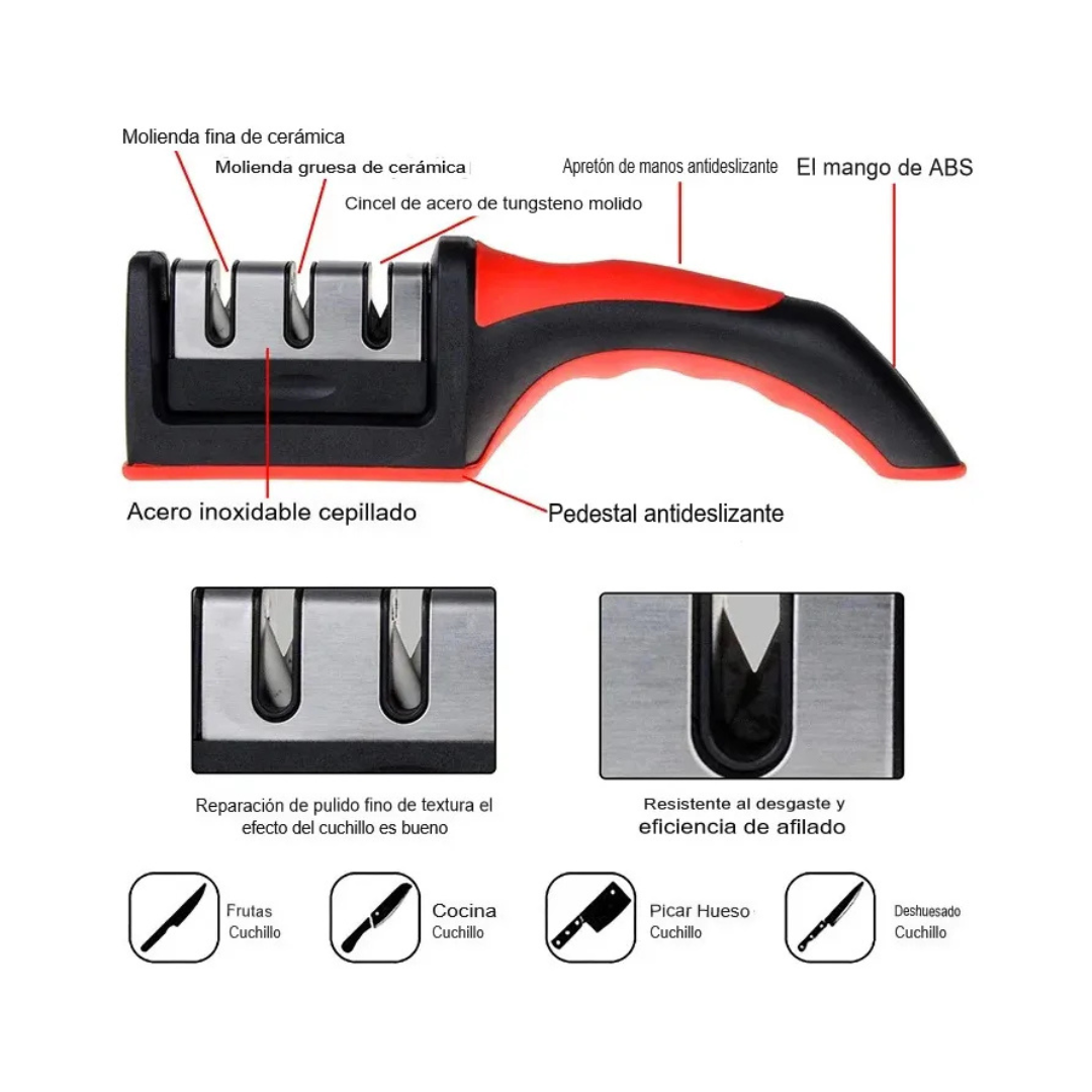 KIT DE RESTAURACIÓN DE COCINA AFILADOR 3 NIVELES + PASTA RESTAURADORA