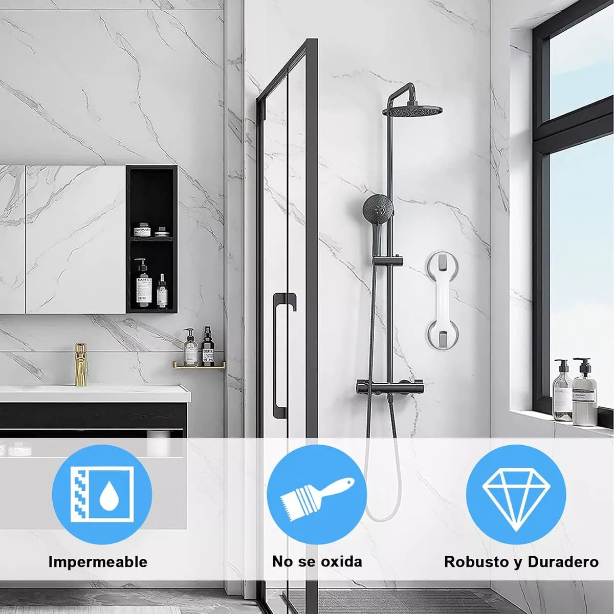 BARRA DE APOYO CON VENTOSA DE  SEGURIDAD PARA BAÑO BING®