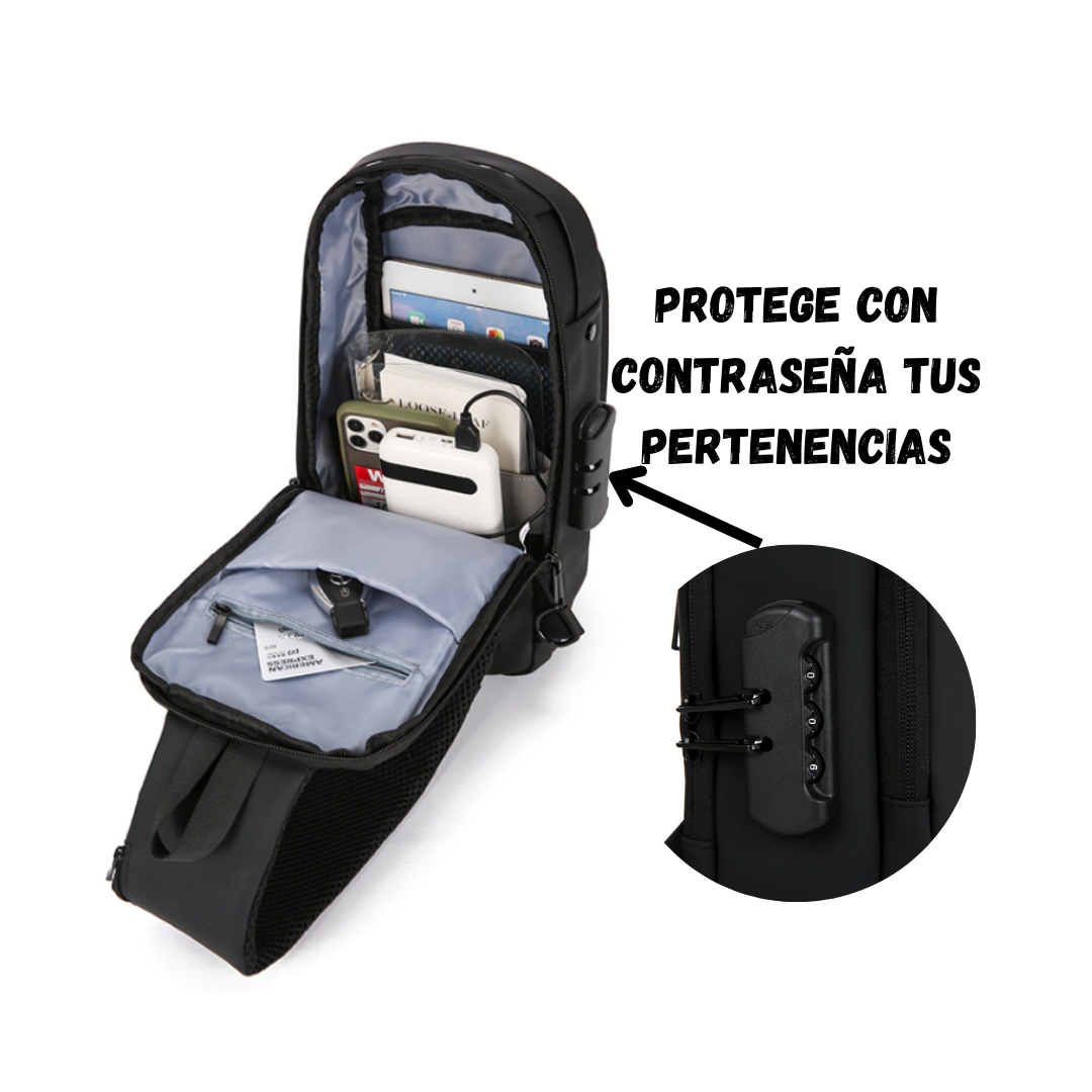 MOCHILA ANTIRROBO CON BLOQUEO DE CONTRASEÑA Y PUERTO USB SUPORT®