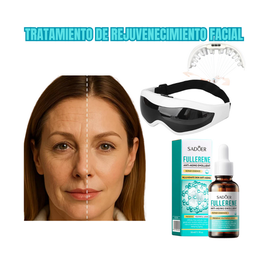 TRATAMIENTO DE REJUVENECIMIENTO FACIAL AELORA®  MASAJEADOR ANTI-OJERAS + SÉRUM ANTI-ENVEJECIMIENTO